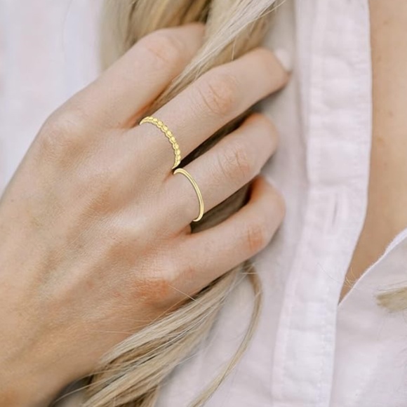 14K Gold Plated Rings Stacking Ring for Women - Picture 2 of 3